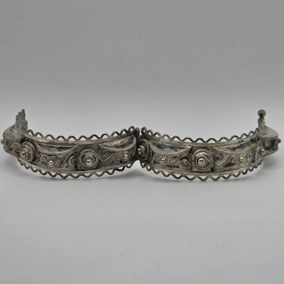 Vintage 925 Sterling Silver Hinged Filigree Bangle Bracelet 30.58g 6" Ornate