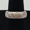 925 Sterling Silver Geometric Etched Wide Band Ring Size 7 6.5mm 8.32g