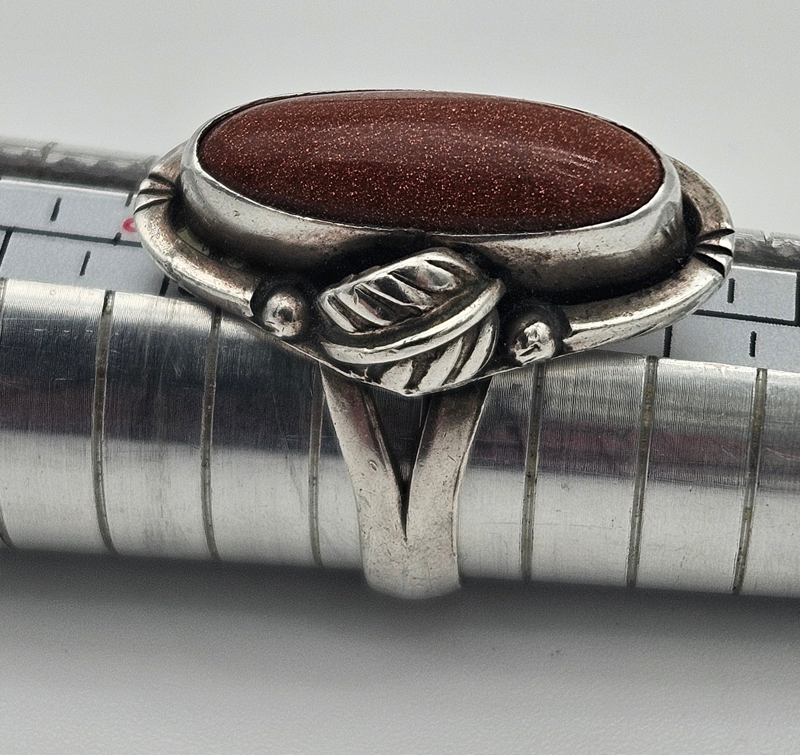 Goldstone Sterling Silver 925 Navajo Ring Size 7