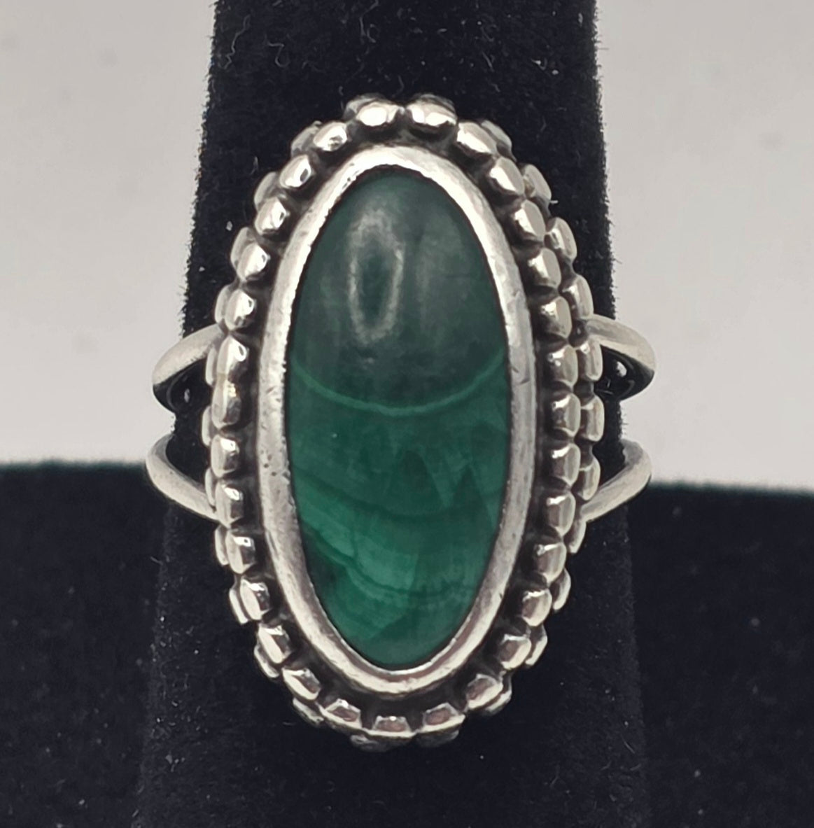 Malachite Sterling Silver 925 Vintage Navajo Ring Size 5
