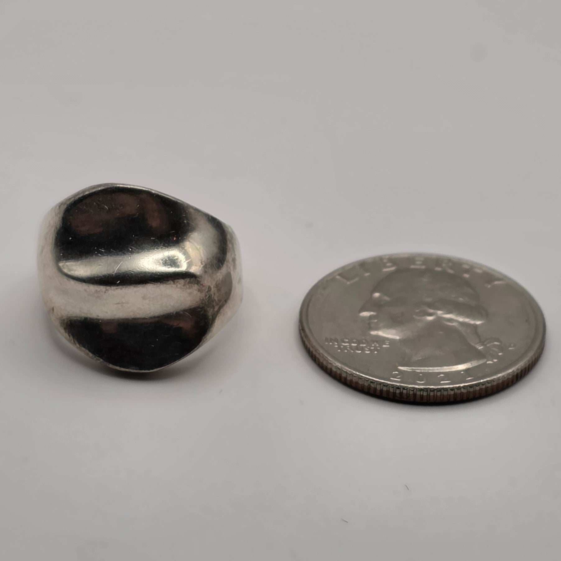 Vintage Taxco Mexico TF-25 925 Sterling Silver Modernist Ring Size 6 10.42g