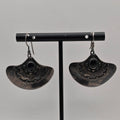 Vintage 925 Sterling Silver Onyx Fan Dangle Earrings – 6.90g