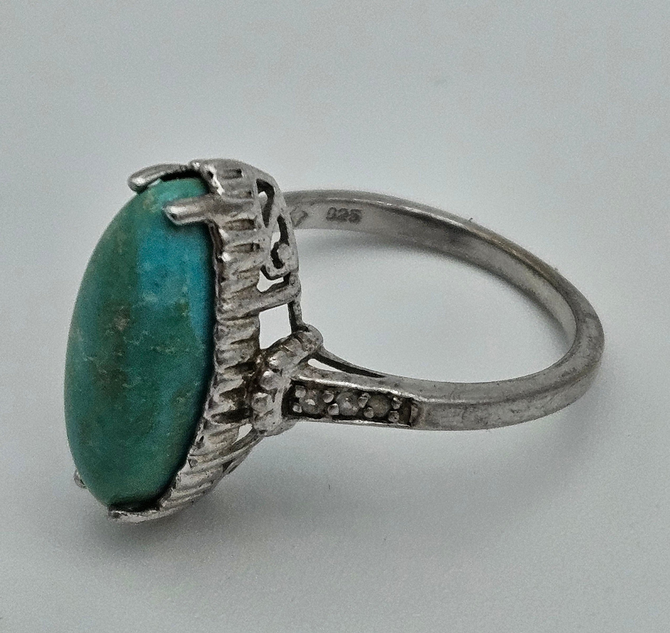 Turquoise 925 Sterling Silver Ring Size 8