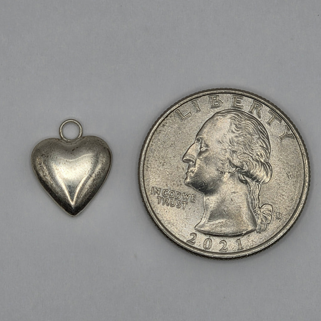 Vintage Sterling Silver 925 Puffy Heart Pendant Charm – 0.82g