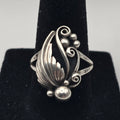 E.B. 925 Sterling Silver Native Leaf Scroll Statement Ring
