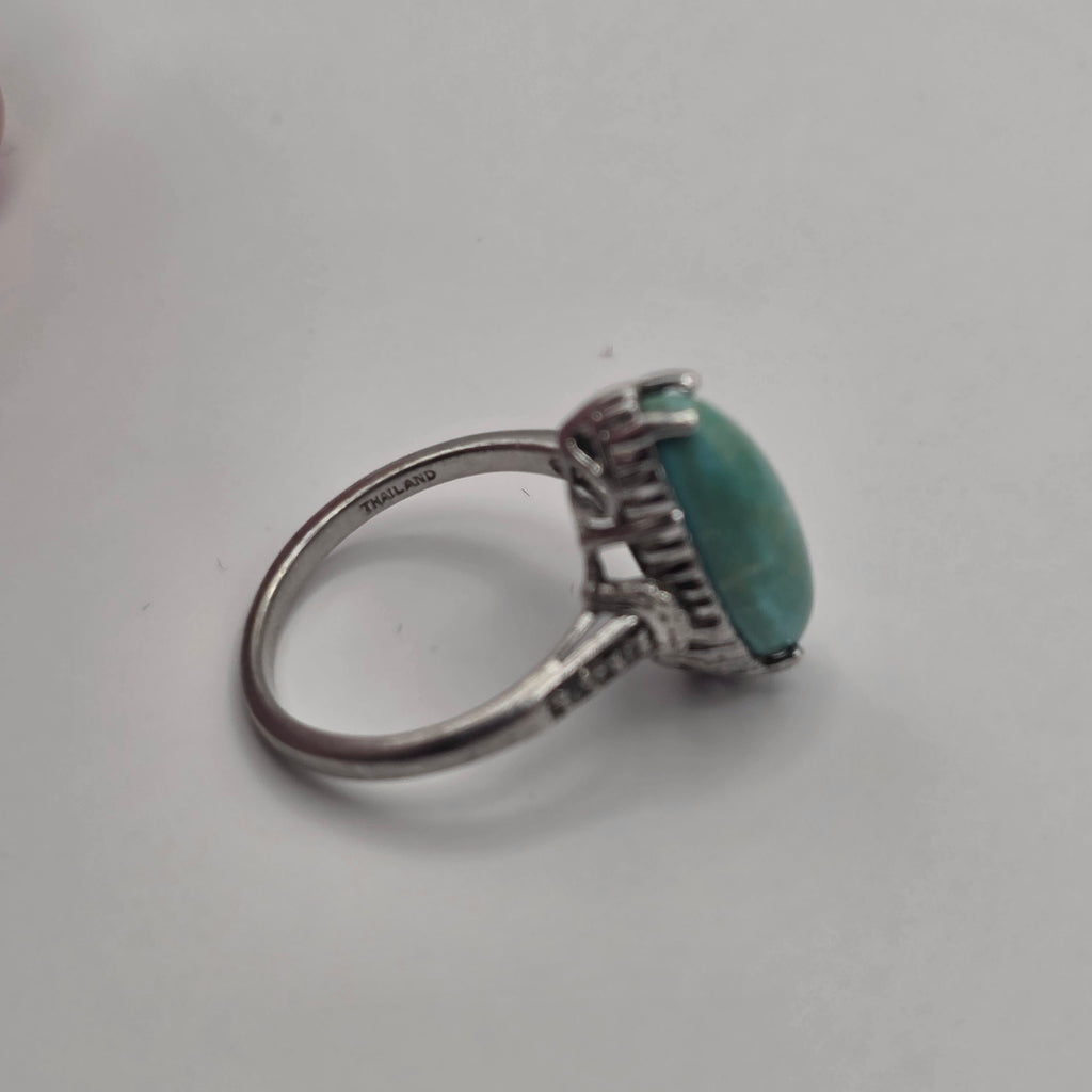 Turquoise 925 Sterling Silver Ring Size 8