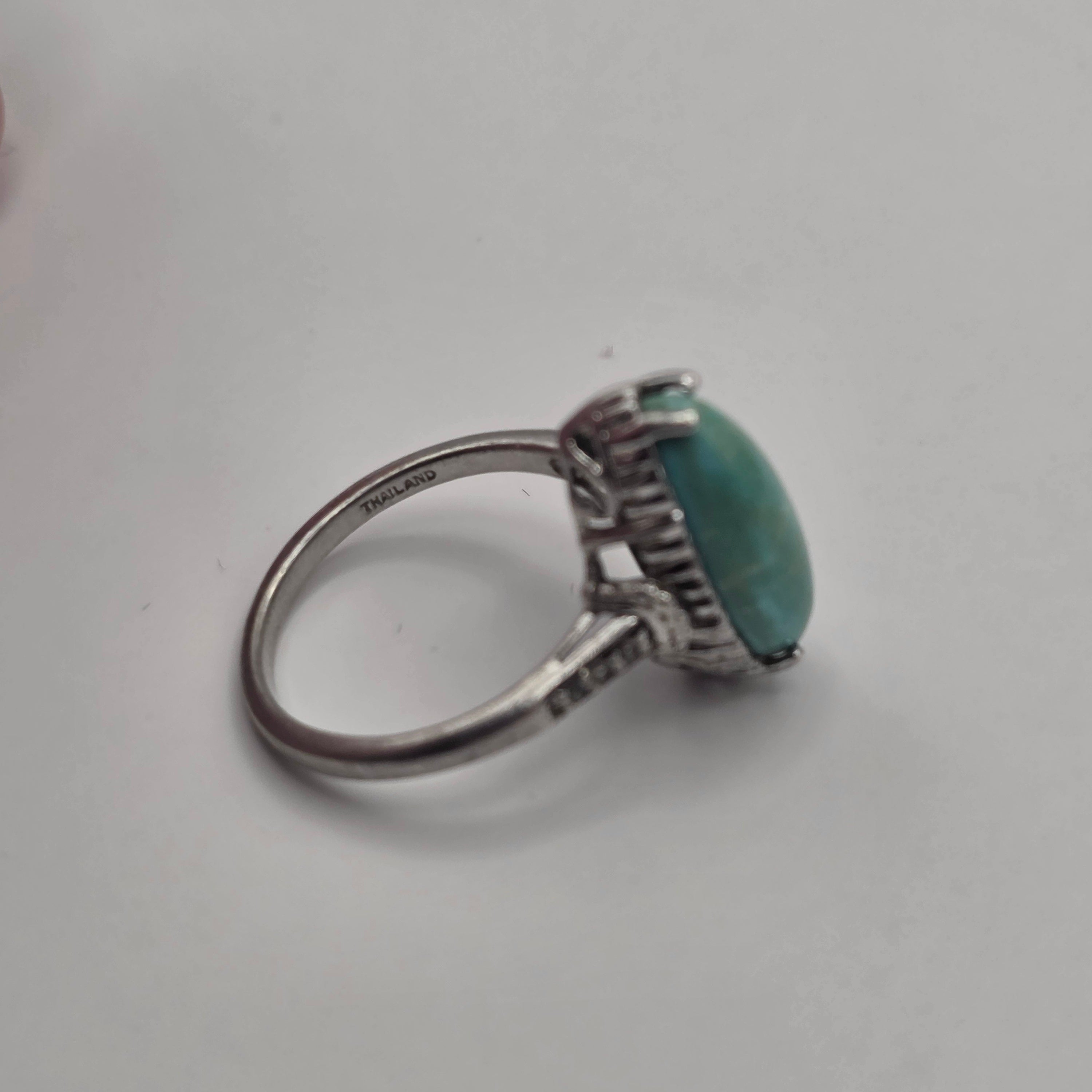 Turquoise 925 Sterling Silver Ring Size 8