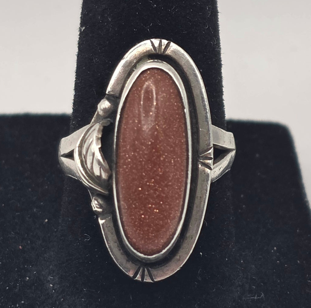 Goldstone Sterling Silver 925 Navajo Ring Size 7