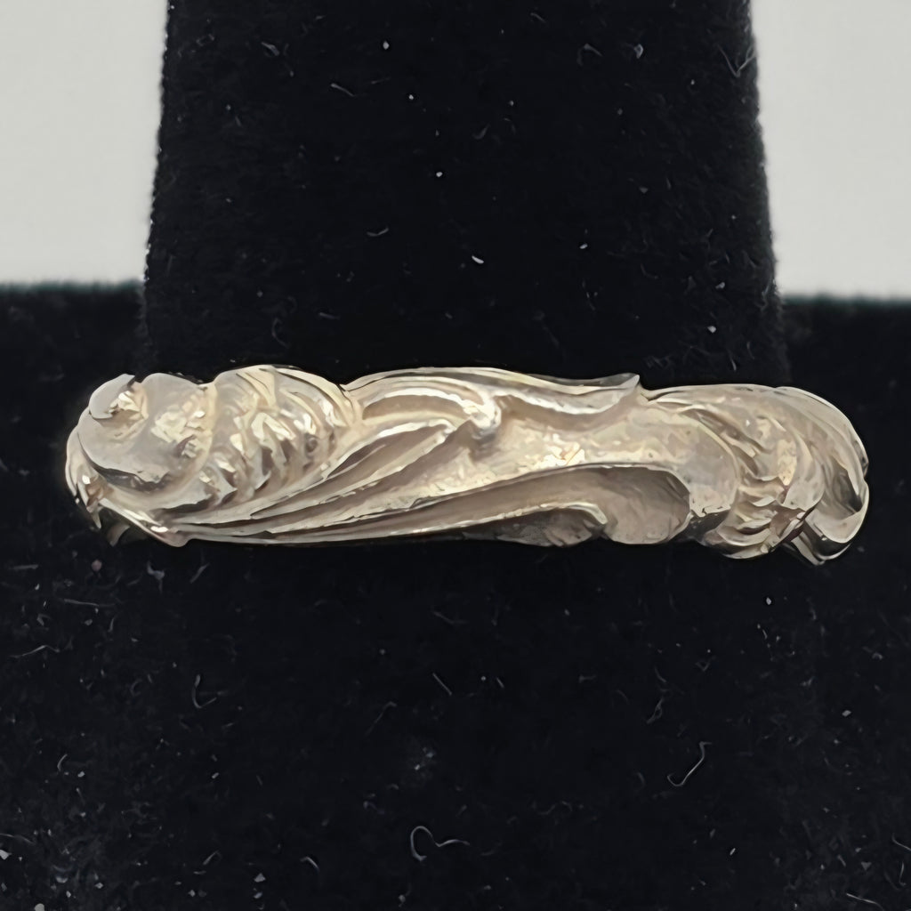925 Sterling Silver Ornate Scroll Floral Band Ring Size 8.5 4.3mm 3.43g