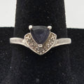 925 Sterling Silver Trillion Sapphire Ring 2.15g Blue Gemstone Accent Ring