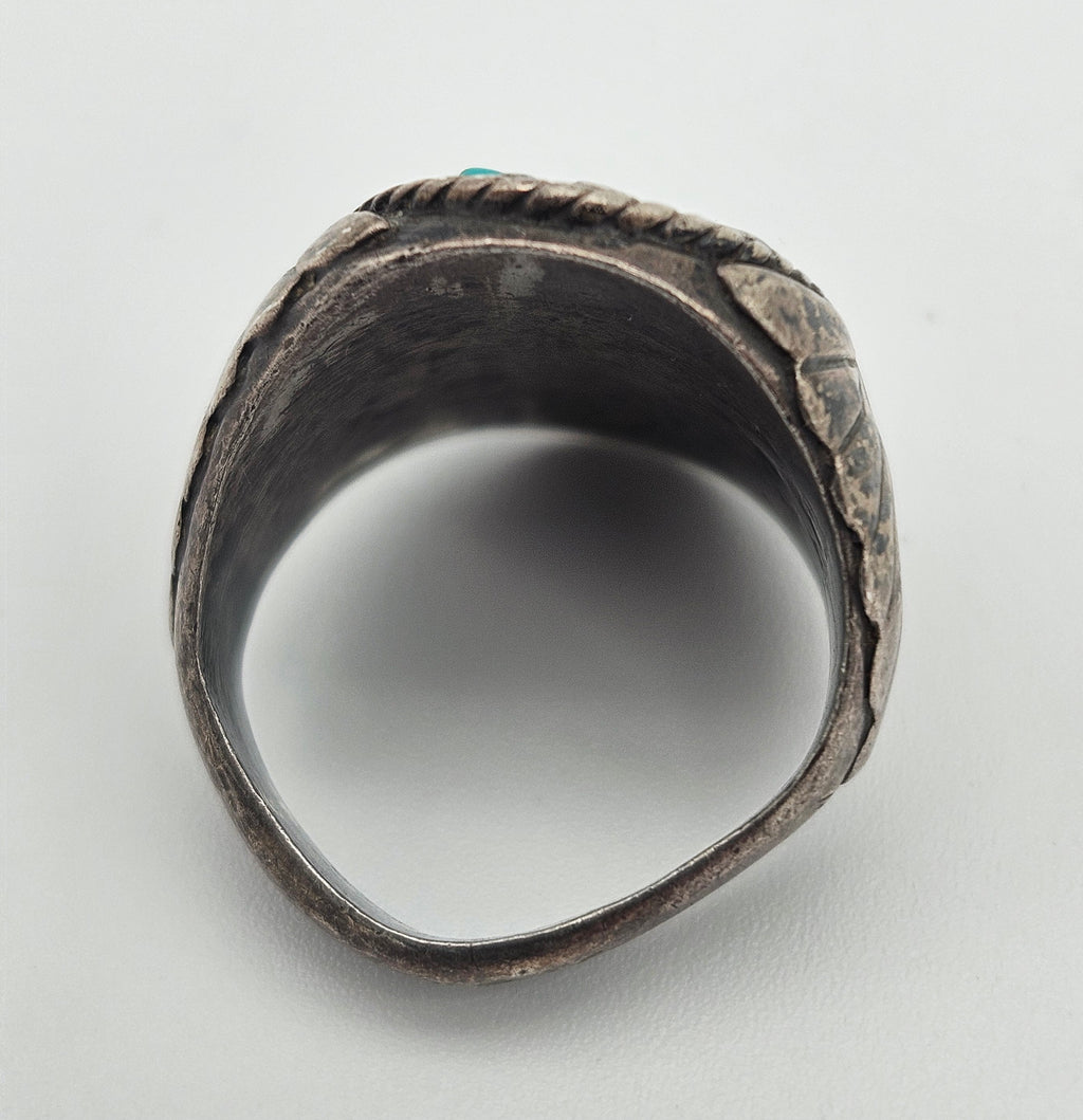 Scrap or Repair Sterling Silver 925 Heavy Ring Vintage Native American Turquoise