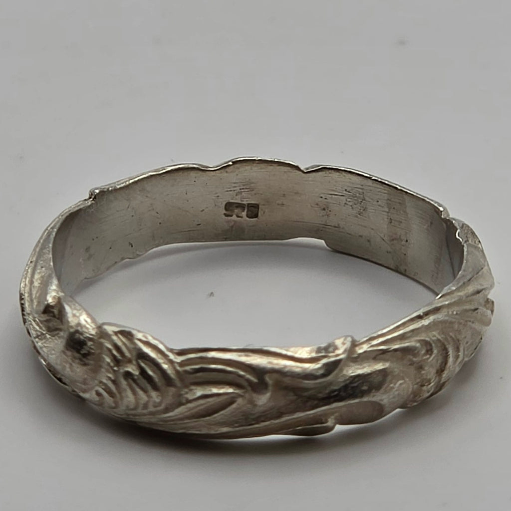 925 Sterling Silver Ornate Scroll Floral Band Ring Size 8.5 4.3mm 3.43g
