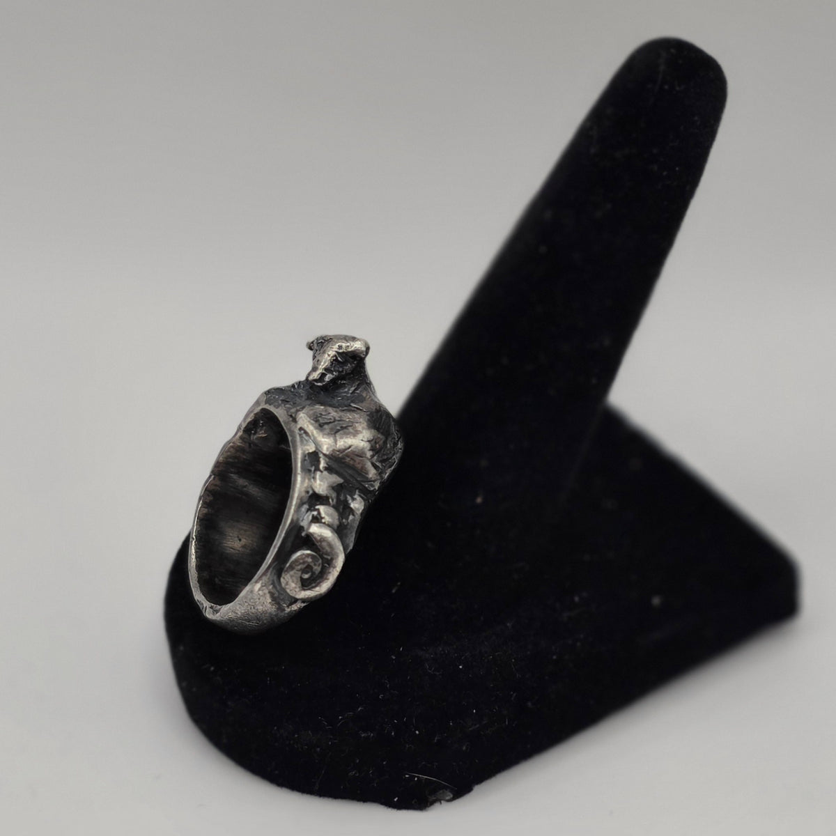 Antique 925 Sterling Silver Handmade Farm Animal Ring Size 7 Artisan Folk Art