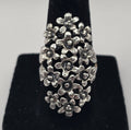 925 Sterling Silver Floral Statement Ring Openwork Flower Garden Size 7