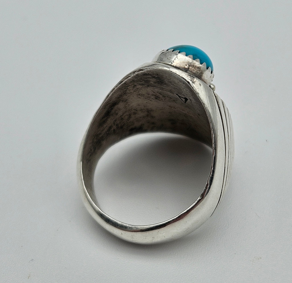 Kingman Turquoise Annie Chapo Navajo Size 11.5 Ring Sterling Silver