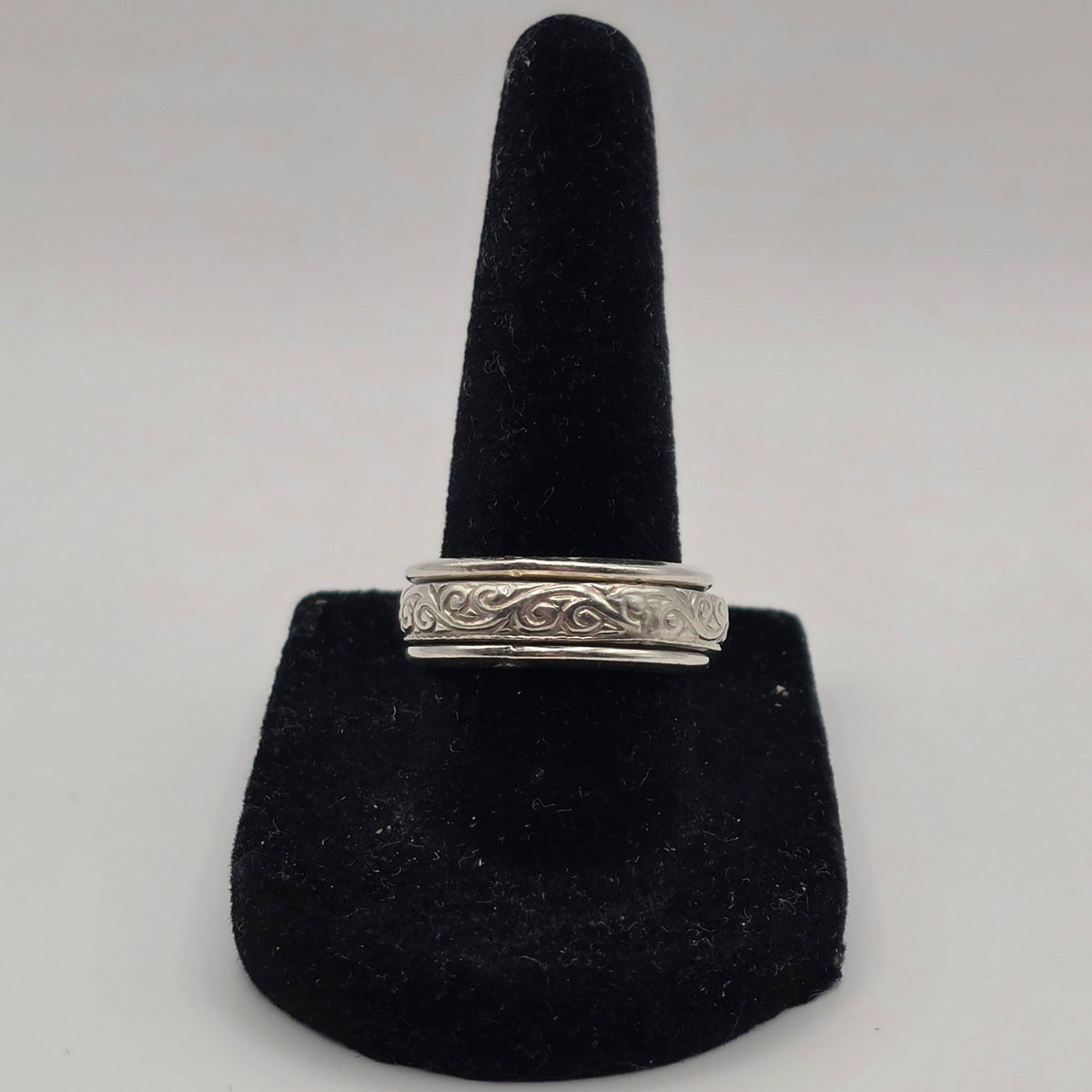 Mexico 925 Sterling Silver Spinner Fidget Ring Scroll Design Size 8 7.83g