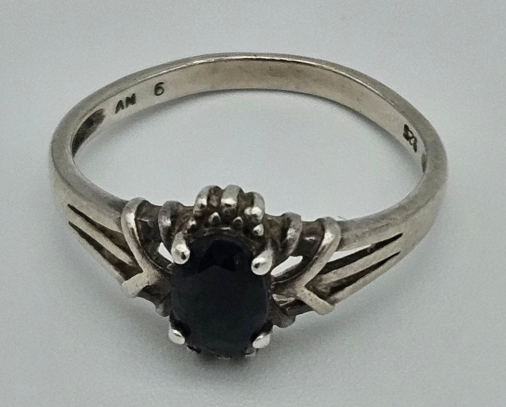 Oval Blue Sapphire 925 Sterling Silver Ring Size 8.5