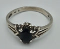 Oval Blue Sapphire 925 Sterling Silver Ring Size 8.5