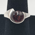Vintage Round Baltic Amber 925 Sterling Silver Ring Size 5.5