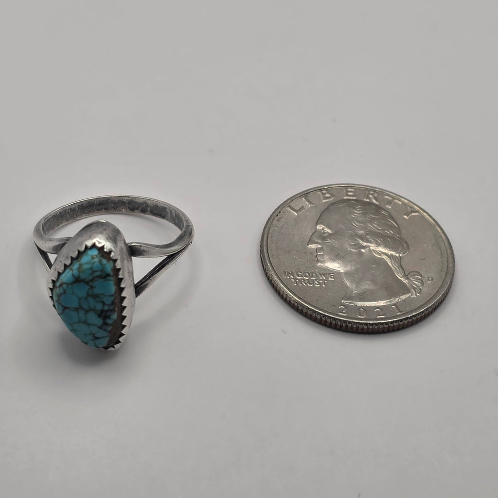 Kingman Turquoise Sterling Silver 925 Najavo Ring Size 5.75