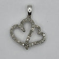 Sterling Silver 925 Diamond Double Heart Pendant – 1.58g