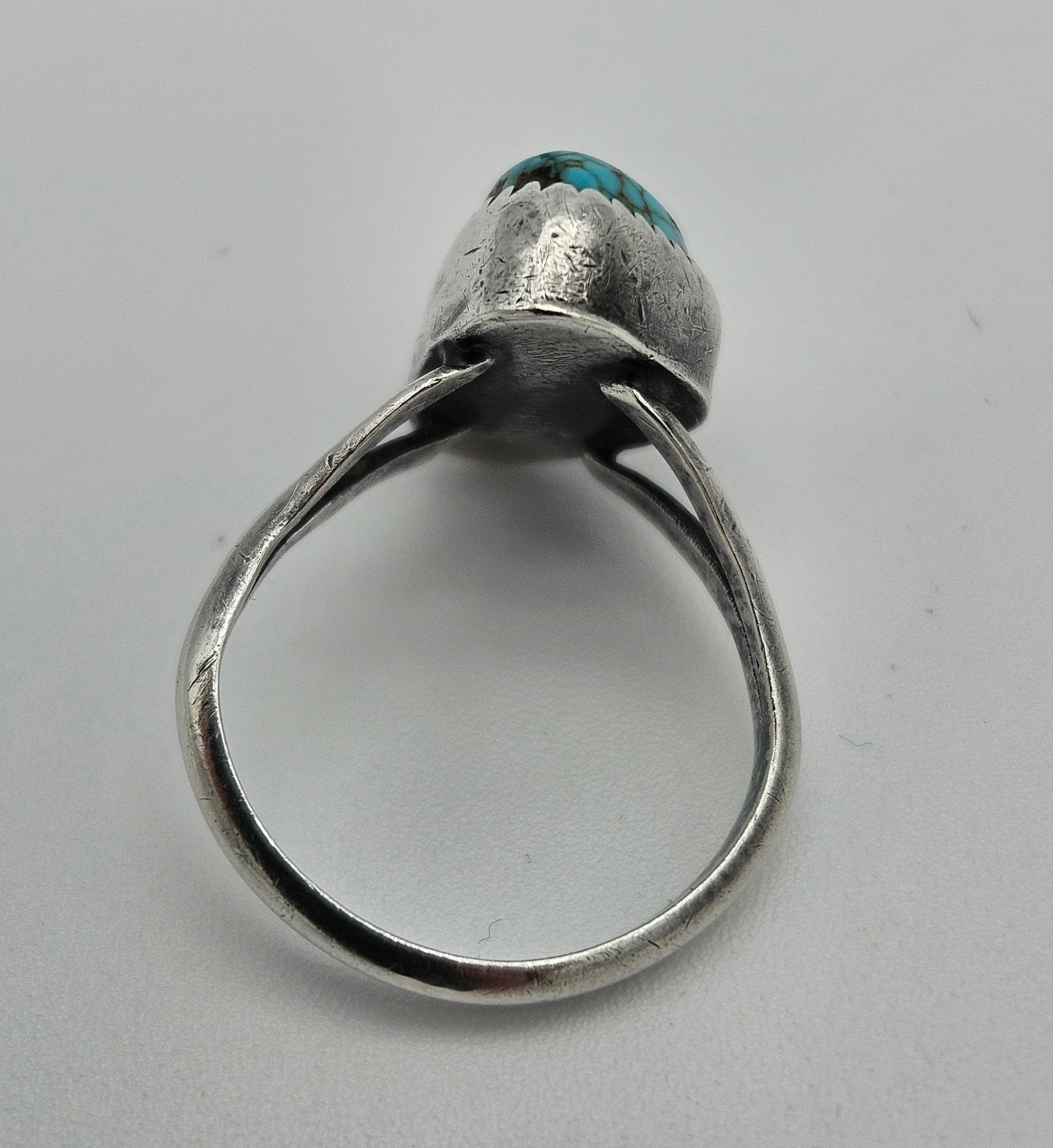 Kingman Turquoise Sterling Silver 925 Najavo Ring Size 5.75