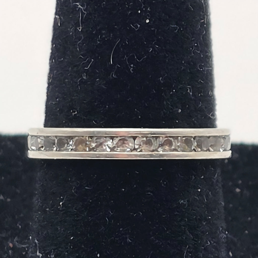 925 Sterling Silver CZ Eternity Band Ring Size 6 3mm Stackable 1.50g