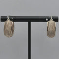 925 Sterling Silver Wide Textured Hoop Earrings Diamond Cut 20mm 3.24g