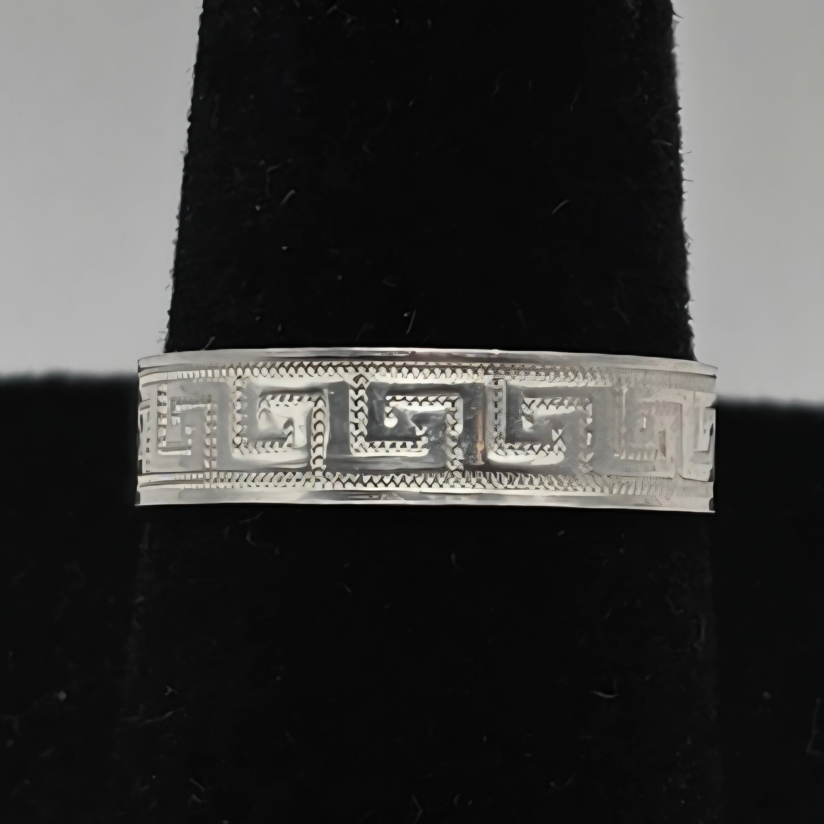 925 Sterling Silver Greek Key Meander Adjustable Ring Size 7 4.5mm 1.50g